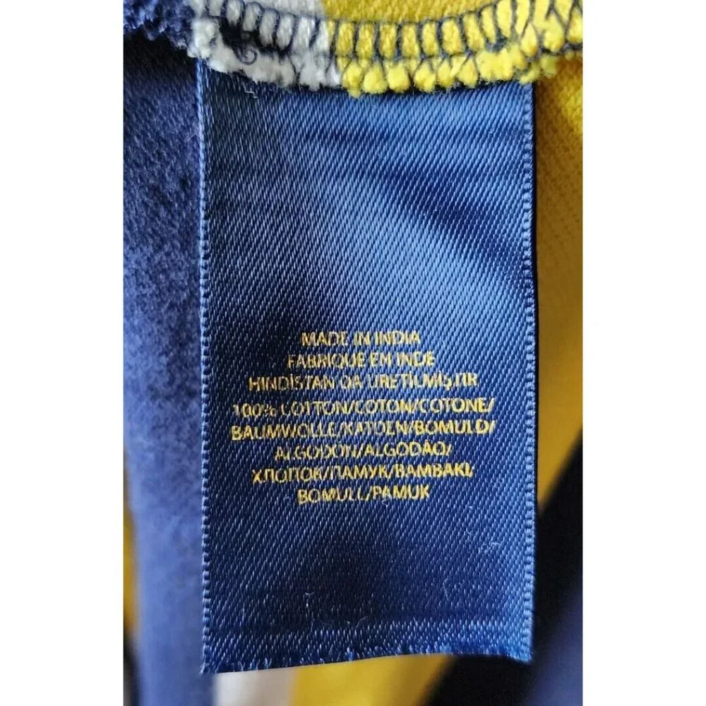 Ralph Lauren Yellow Blue Striped‎ Short Sleeve Rugby Polo Shirt Youth Size XL